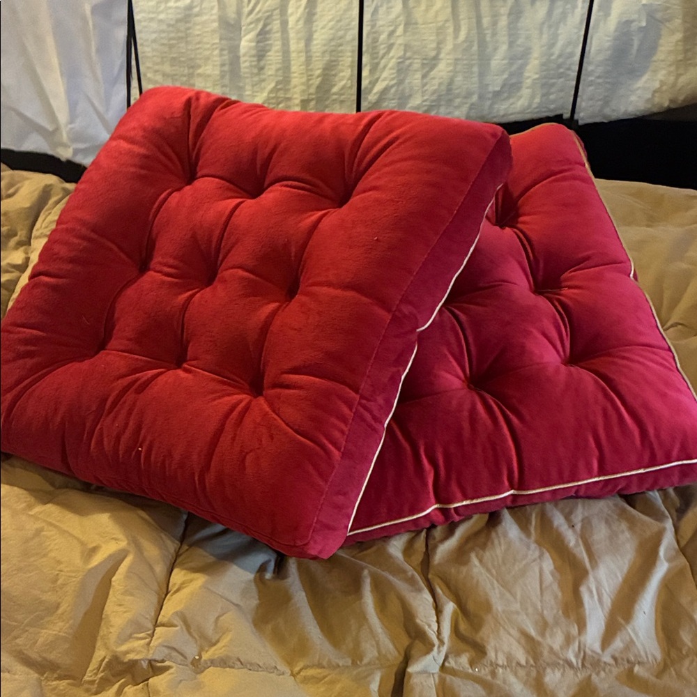 Luxurious Red Tufted Pillows